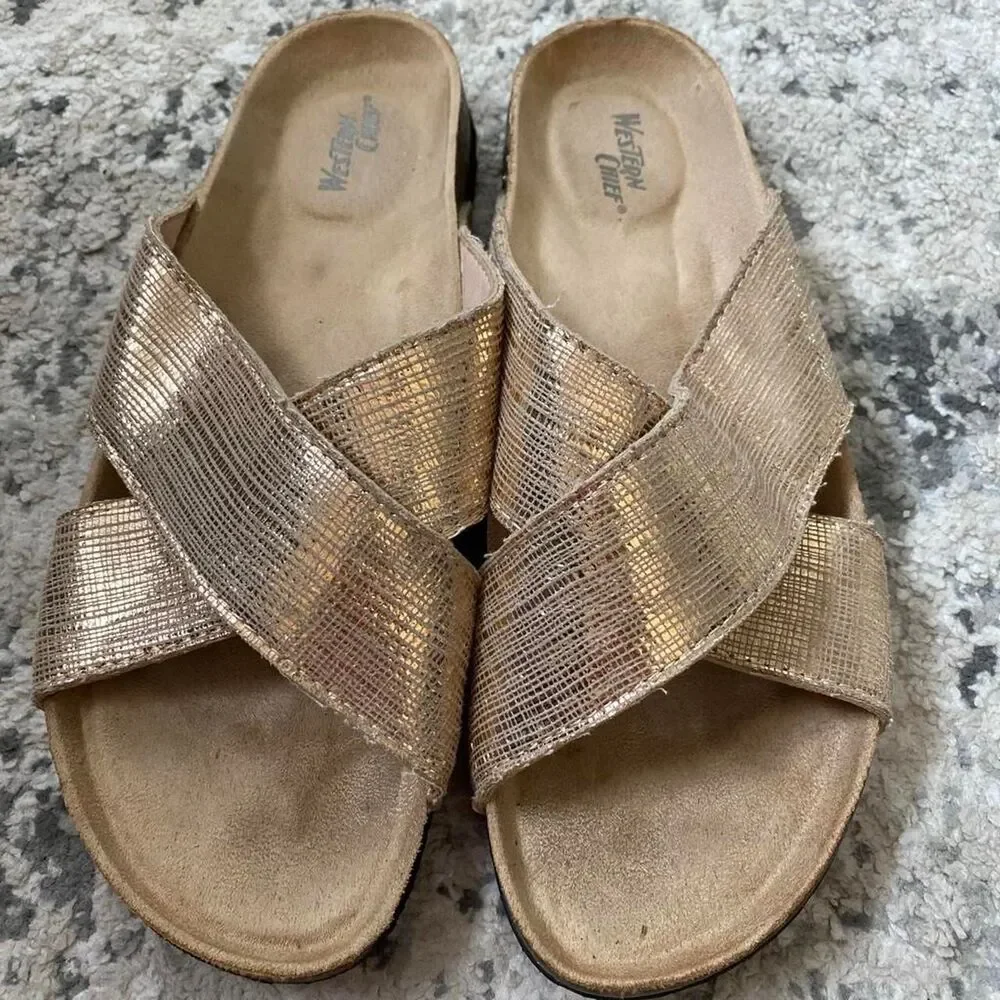 Western Chief gold birkenstock